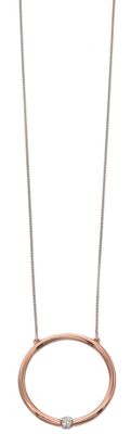 Rose and rhodium pave round necklace